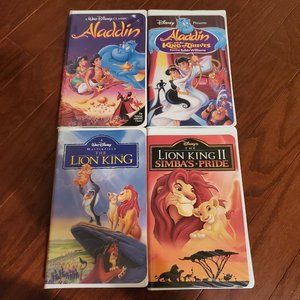 Lot Of 7 VHS Disney Animated Movies - Original Cases - Lion King, Aladdin, Etc